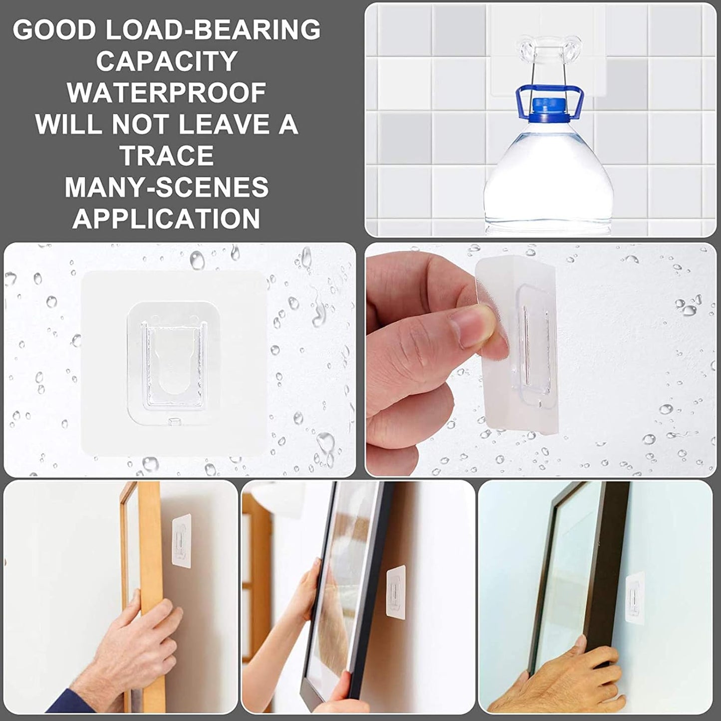 40Pcs Double Sided Adhesive Hooks Wall Hooks for Hanging,Self Adhesive Hooks for Bathroom Kitchen Office Hanging(20Set)