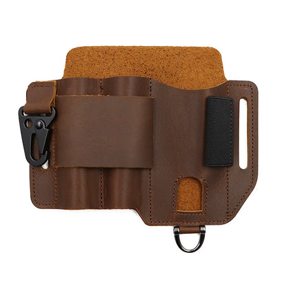 Genuine Leather Outdoor Tactical Waist Pack Multi-Functional EDC Tool Storage Bag Hanging Field Tactical Tool Pouch for Sports C