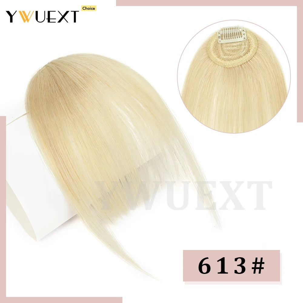 Clip in Human Hair Bangs Straight Hair Piece Machine Remy French Bangs for Women Easy to Wear and Remove Hairpiece Thin Hair