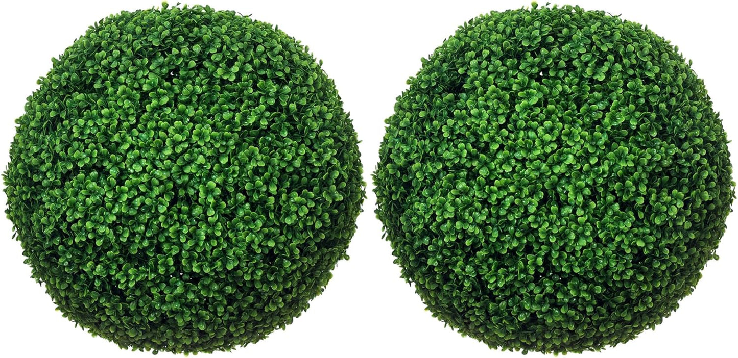 Artificial Boxwood Topiary Ball Set of 2 19.7 Inch Faux Plant, Uv-Protected Anti-Fading Fake Plants for Home Indoor Outdoor Porch, Green