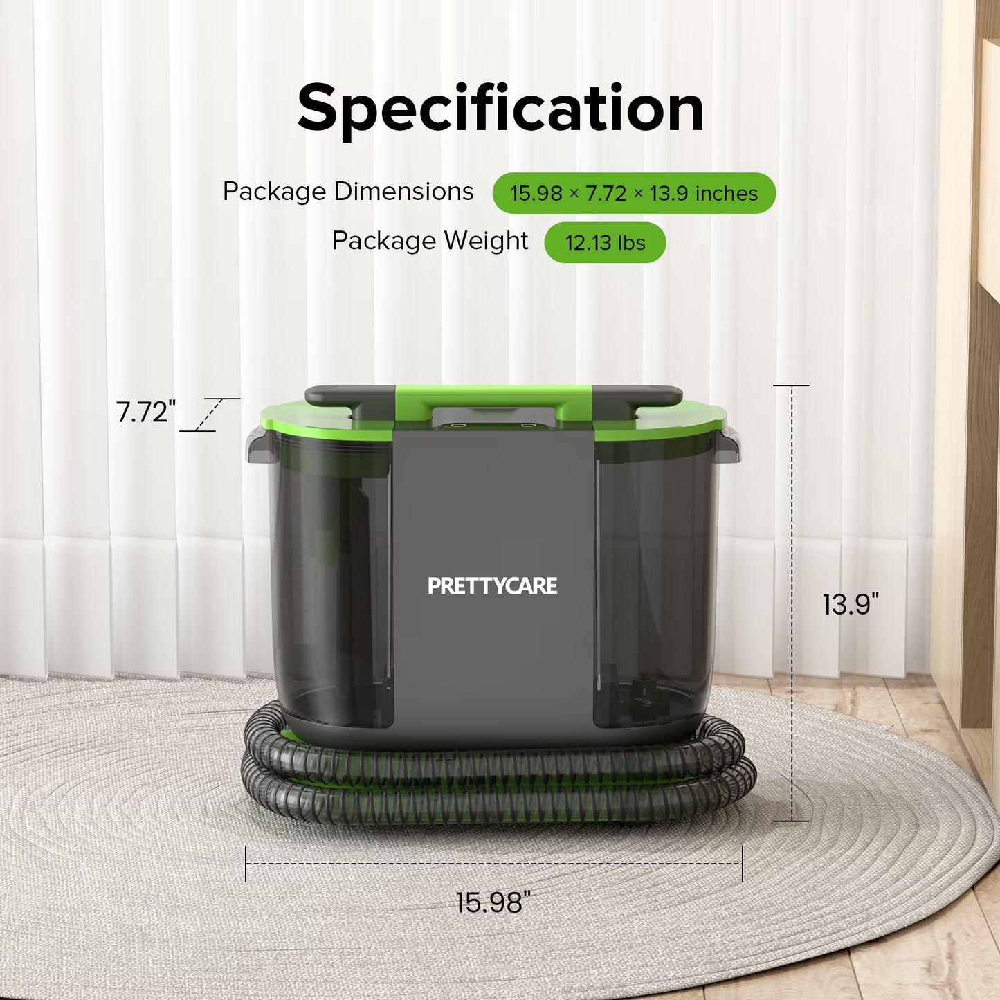 Portable Carpet Shampooer,Upholstery Cleaner,14Kpa Strong Suction Carpet Cleaner Machine,500W Powerful Motor