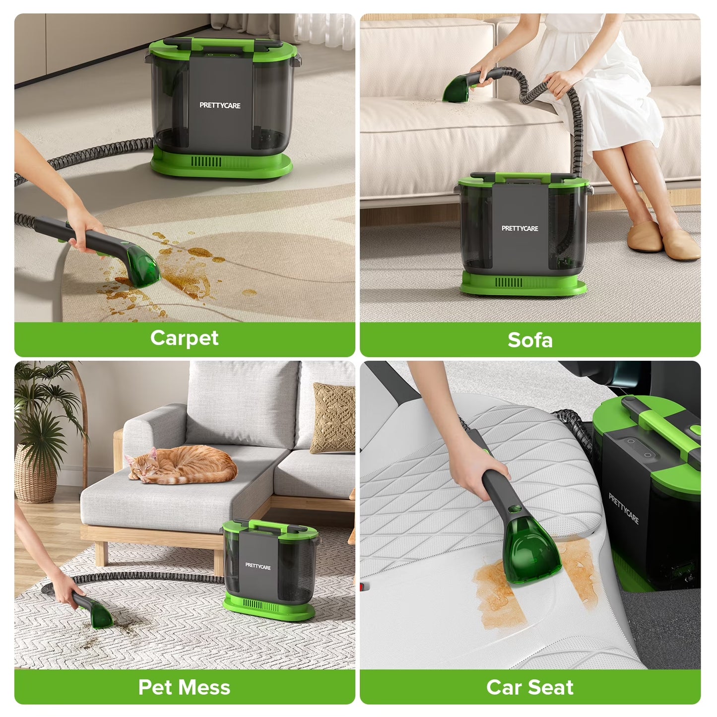 Portable Carpet Shampooer,Upholstery Cleaner,14Kpa Strong Suction Carpet Cleaner Machine,500W Powerful Motor