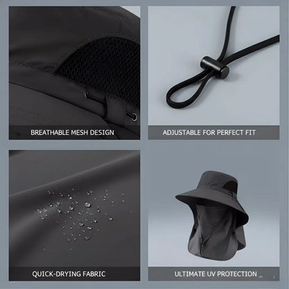 Spring/Summer Fisherman'S Hat Detachable Outdoor Fishing Face Covering Neck Protection Sun Hat