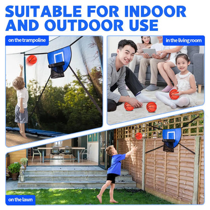 Mini Basketball Hoop for Trampoline with Enclosure Universal Basketball Rack