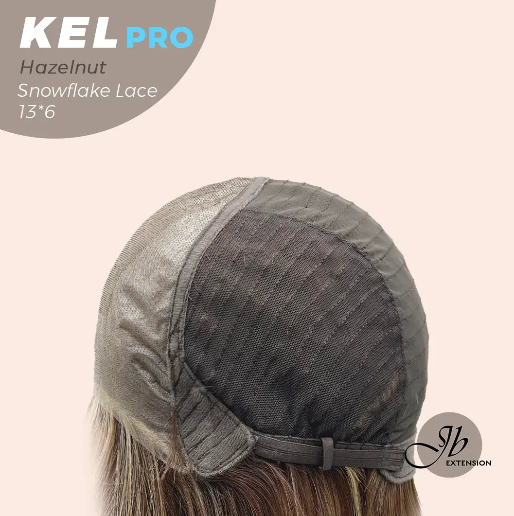 JBEXTENSION 22 Inches Hazelnut Blonde Highlight Pre-Cut 13X6 Free Part Snowflake Lace Frontlace Glueless Wig KEL PRO【BENDY EAR TABS】