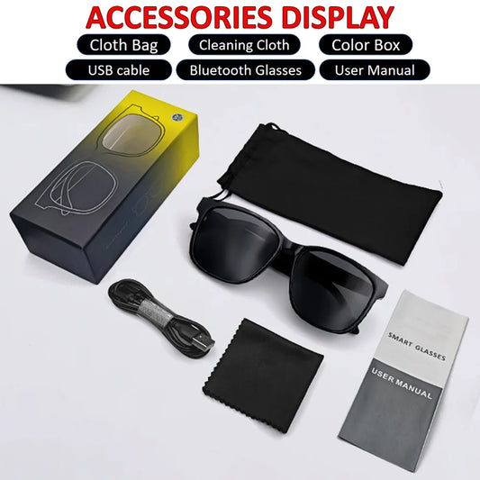 Bluetooth Eyeglasses Audio Sunglasses Eyewear UV400 Polarized Lens Earphone Open Ear Music Glasses Touch Control Christmas Gift