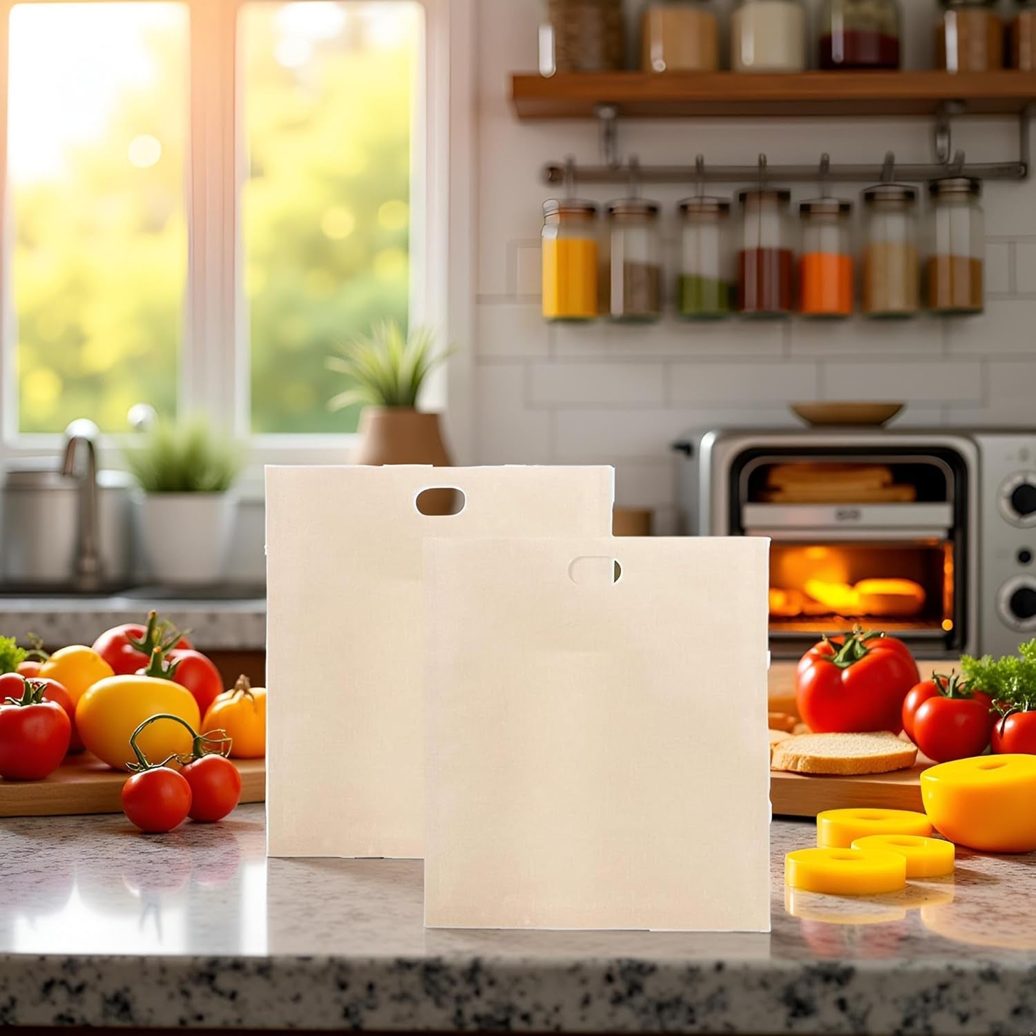 2 Pcs Yellow Toaster Bags for Grilled Cheese Sandwiches Baked Toast Food Bags Made Easy Reusable Size 16 * 18Cm Comfortable and Environmentally Toaster Oven Cookware