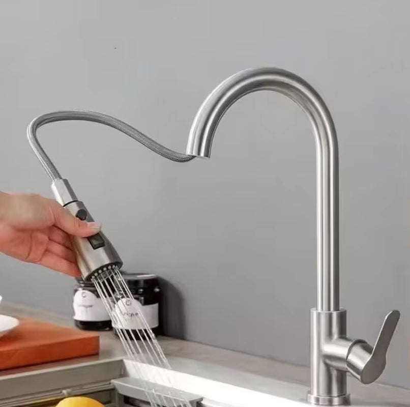 Black Kitchen Faucet Pull Out Brushed Nickle Stainless Steel Kitchen Mixed Tap Kitchen Sink Tap