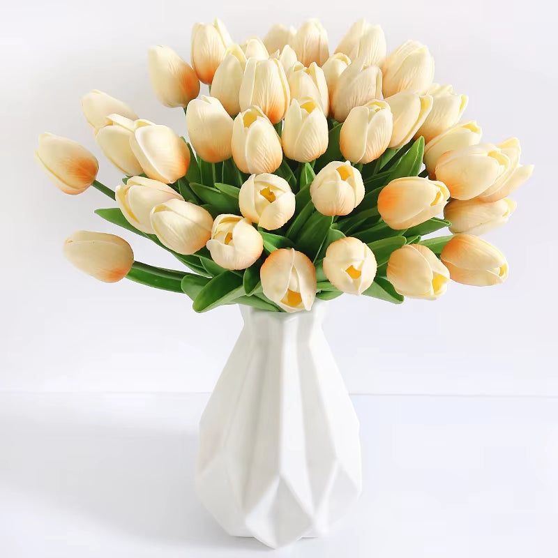 5/10/20Pcs Vibrant Multicolor 33Cm Artificial Tulip Bouquet Real Touch Faux Flowers for Home Office Weddings Easter Decorations