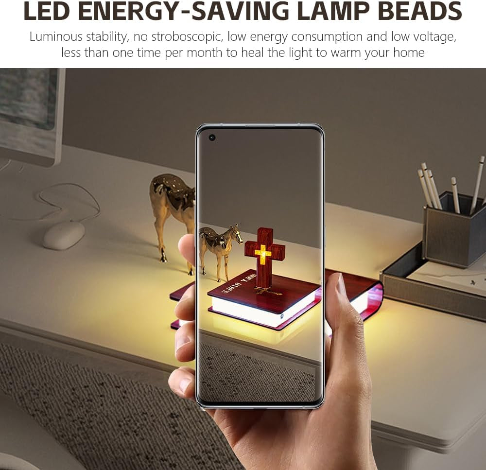 Levitating Cross Lamp, Technology Handmade Floating Cross, Magnetic Levitating Cross Lamp Bible Nightlight, Maglev Cross Ornament, Cross Decoration with Glowing Base Festival Gift