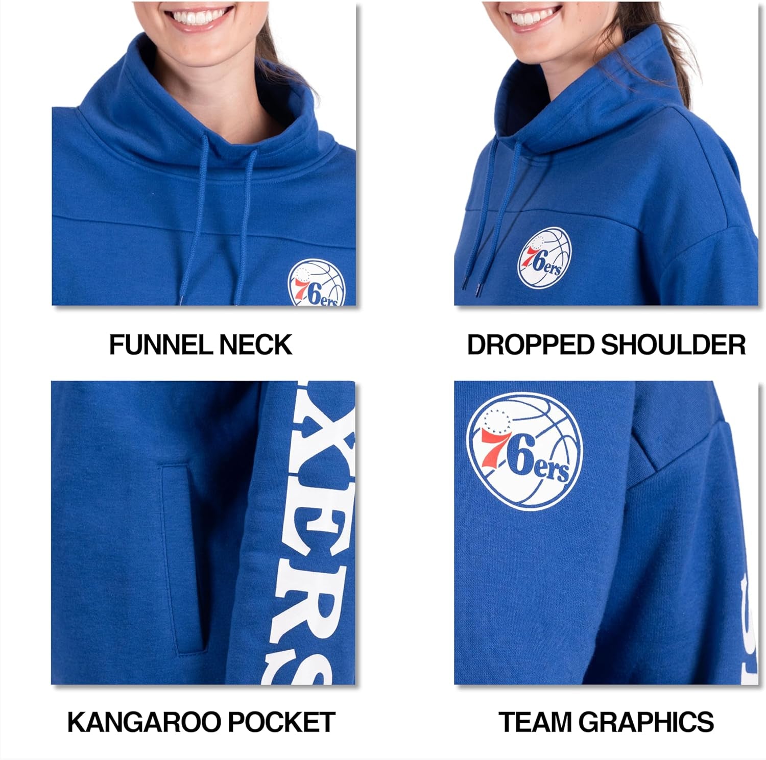 Women'S NBA Official Fleece Hoodie Pullover Sweatshirt Funnel Neck