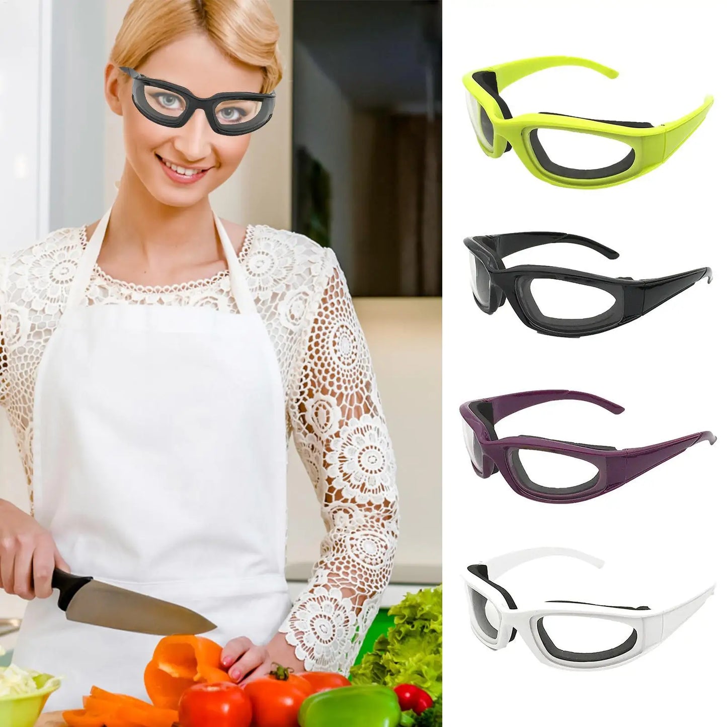 Anti-Crying Onion Goggles No-Tear Eye Protection for Kitchen Cooking with Anti-Fog Lens Universal Fit over Prescription Glasses