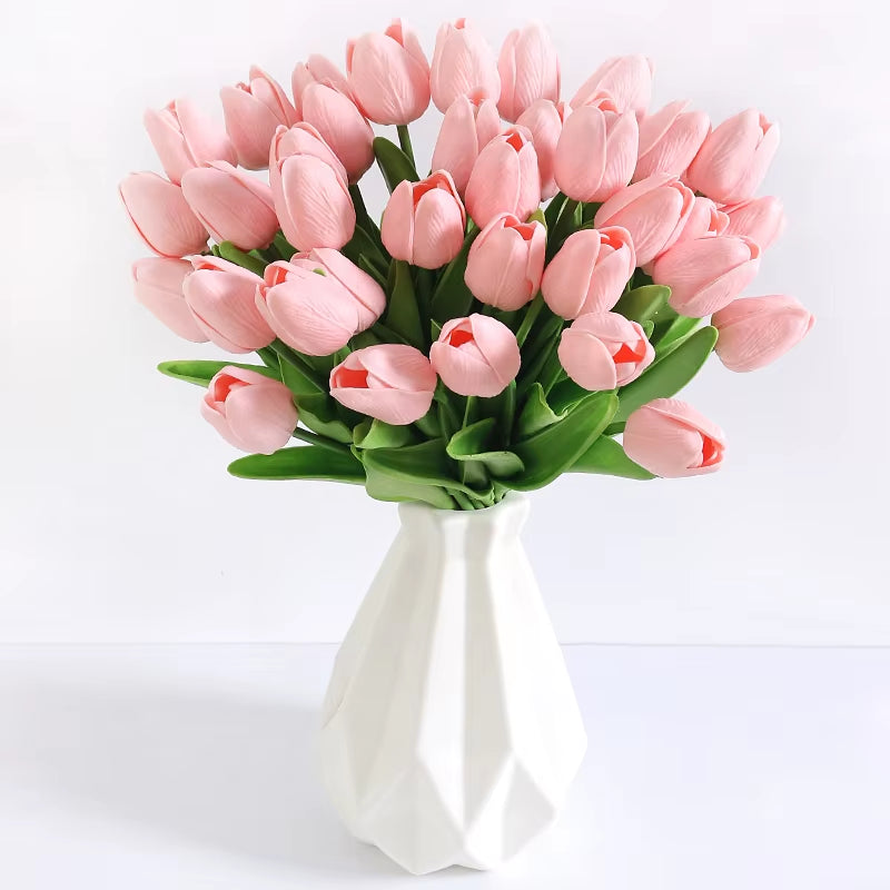 5/10/20Pcs Vibrant Multicolor 33Cm Artificial Tulip Bouquet Real Touch Faux Flowers for Home Office Weddings Easter Decorations