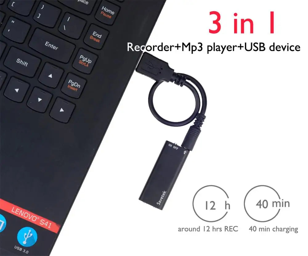 Smallest Mini USB Pen Voice Activated 8GB 16GB Digital Audio Voice Recorder Mp3 Player 192Kbps Recording WAV