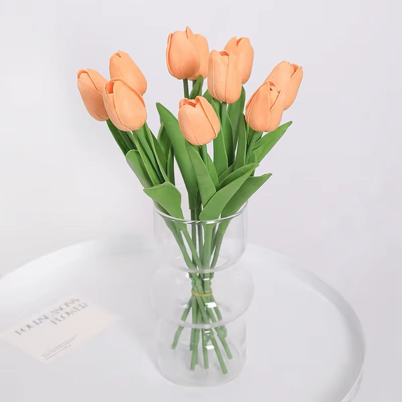 5/10/20Pcs Vibrant Multicolor 33Cm Artificial Tulip Bouquet Real Touch Faux Flowers for Home Office Weddings Easter Decorations