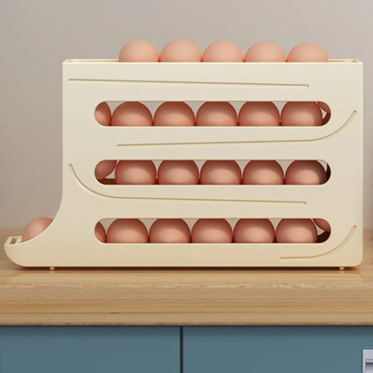 Refrigerator Egg Storage Box, 4 Tier Rolling Egg Holder Dispenser, Kitchen Automatic Scrolling Egg Holder Kitchen