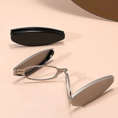 Ultralight Portable Reading Glasses ,Folding Style HD Anti-Blue Eyewear Mini Pocket Presbyopia Glasses with Box