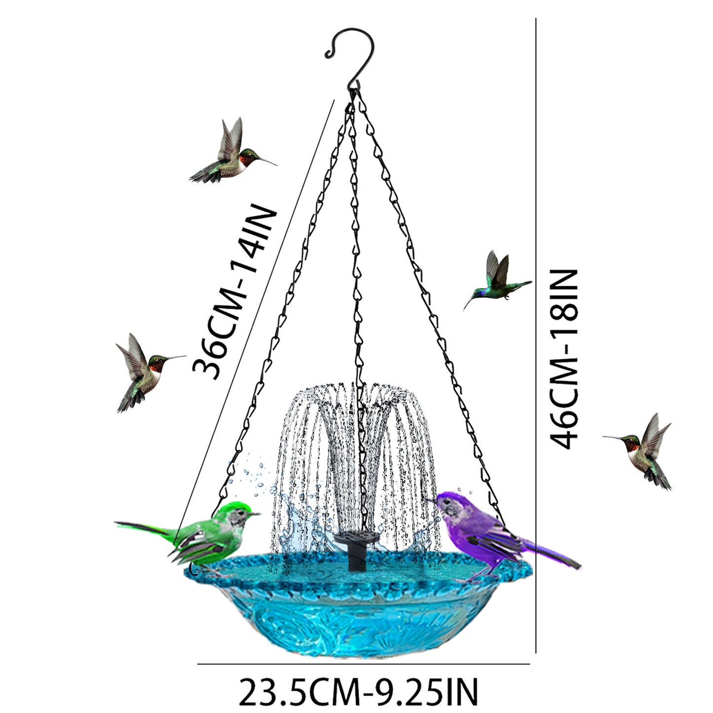 Comedero De Colibrí Con Energía Solar, Nueva Fuente De Baño Y Comedero 2 En 1 Para Colibríes 2025, Tazón De Vidrio Para Exteriores Para Colgar En El Jardín O Patio Trasero, Rosa