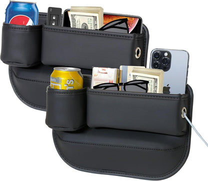 Anti-Drop Car Seat Gap Filler Organizer, Premium Leather Console Organizer, Easy Access to Phone/Keys, Universal Fit for Car SUV Truck Multi-Purpose Essentials Organizer(2Pc)