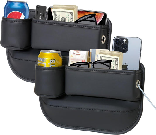 Anti-Drop Car Seat Gap Filler Organizer, Premium Leather Console Organizer, Easy Access to Phone/Keys, Universal Fit for Car SUV Truck Multi-Purpose Essentials Organizer(2Pc)