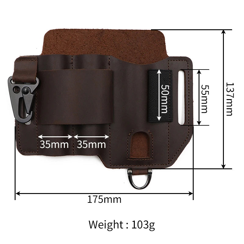 Genuine Leather Outdoor Tactical Waist Pack Multi-Functional EDC Tool Storage Bag Hanging Field Tactical Tool Pouch for Sports C