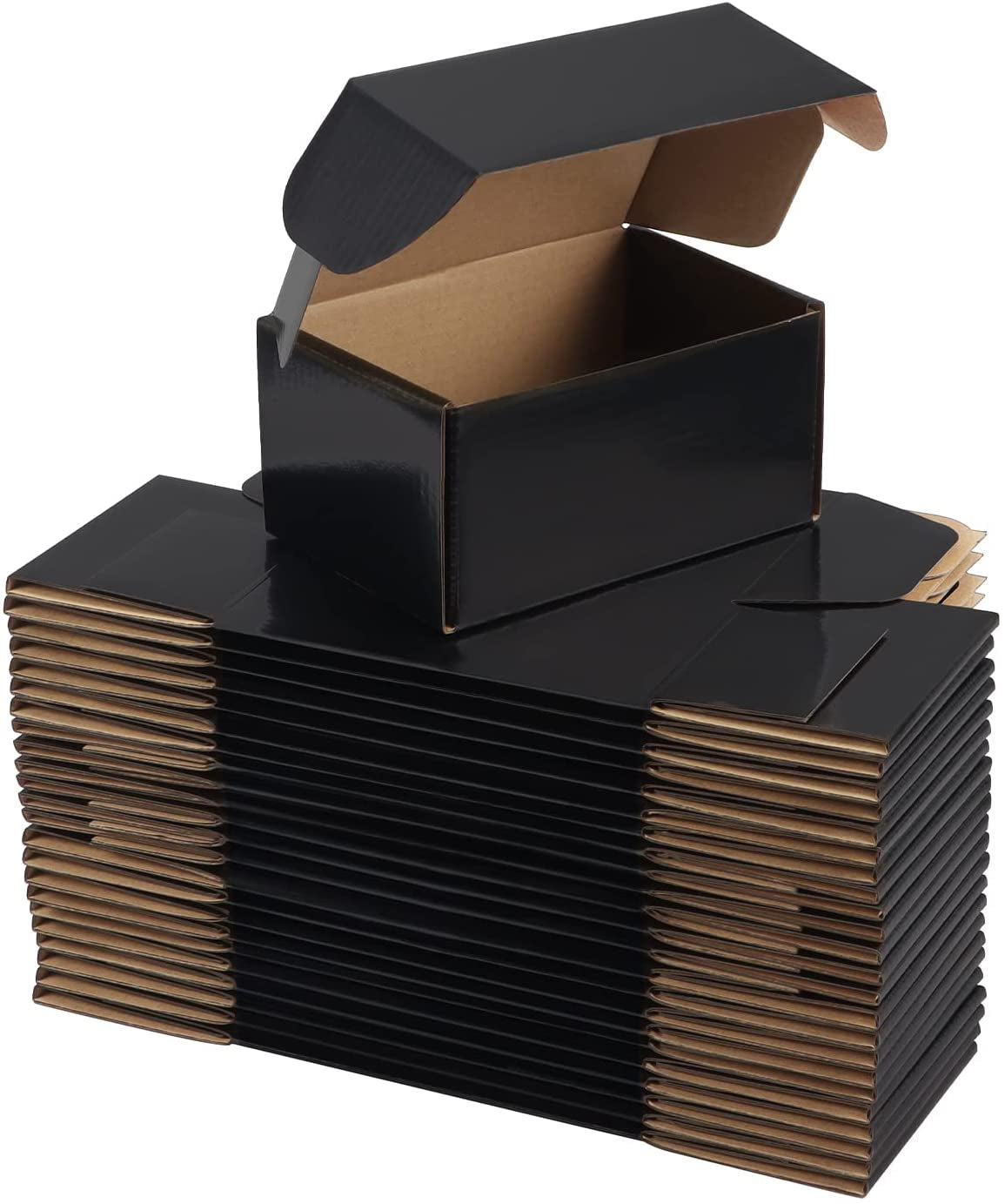 25 Pack 6X4X3 Shipping Boxes for Small Business, Black Packaging Cardboard Boxes, Moving Mailing Packing Box