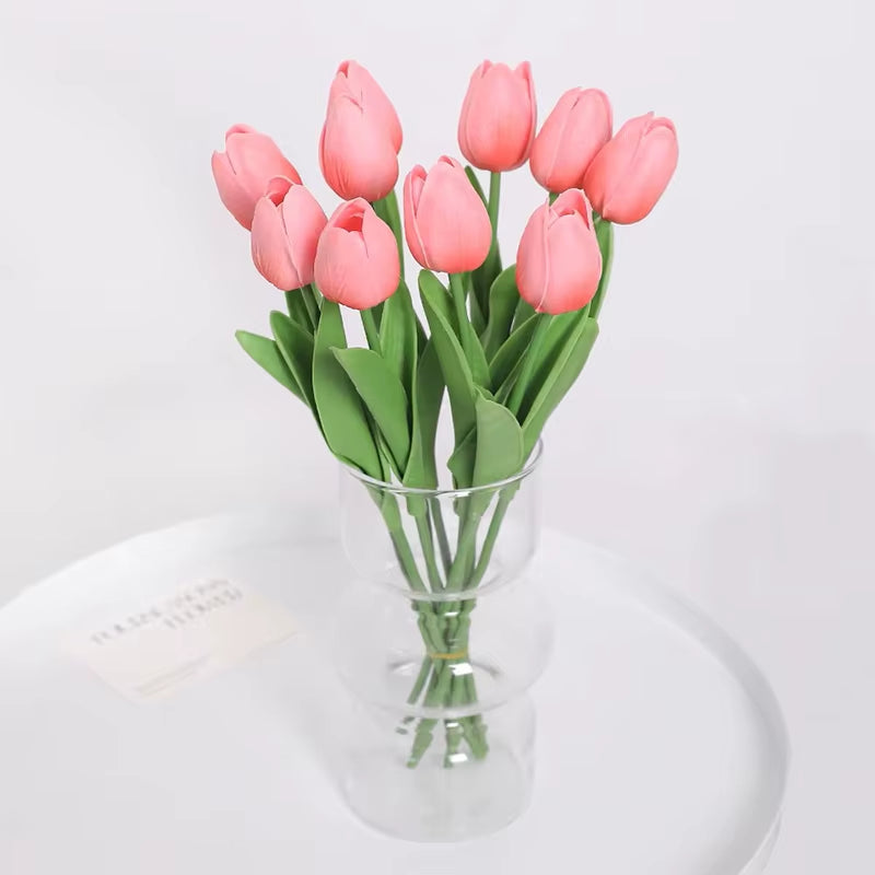 5/10/20Pcs Vibrant Multicolor 33Cm Artificial Tulip Bouquet Real Touch Faux Flowers for Home Office Weddings Easter Decorations