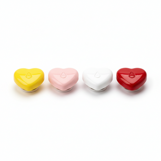 Heart-Shaped Toilet Flush Button Toppers – 4-Pack for Long Nails (Yellow, Pink, White, Red)
