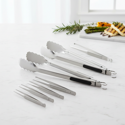 Stainless Steel BBQ & Food Tongs – 2-Pack & 4-Pack Kitchen Tweezers