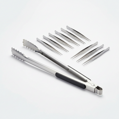 Stainless Steel BBQ & Food Tongs – 2-Pack & 4-Pack Kitchen Tweezers