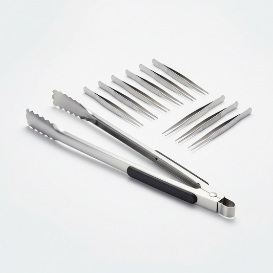 Stainless Steel BBQ & Food Tongs – 2-Pack & 4-Pack Kitchen Tweezers