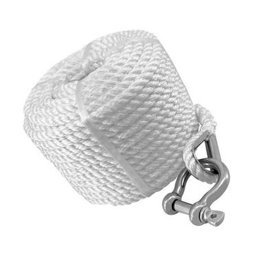 Double Braided Nylon Boat Anchor Rope with Stainless Steel Thimble – 50ft